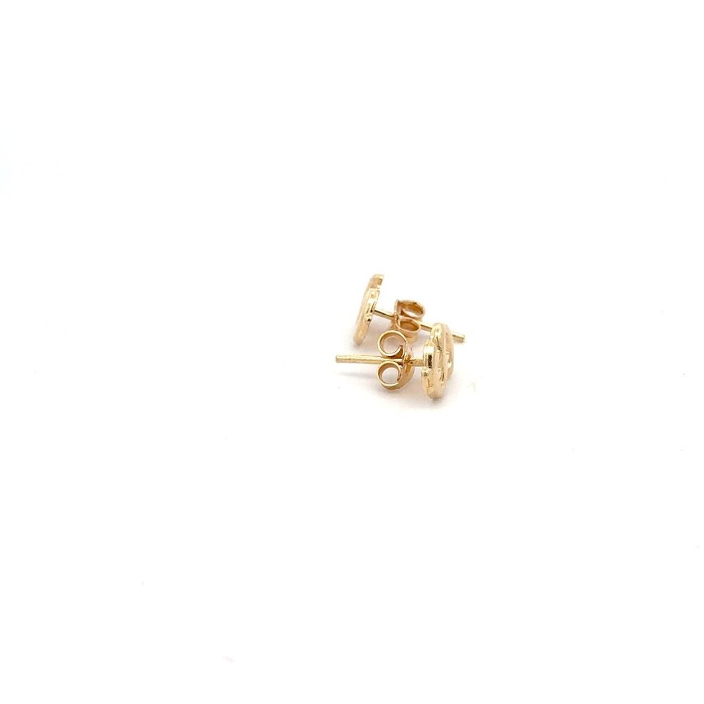 18K Gold Earrings Stud Dollar Signs 1.41 grams - Picture 7 of 11
